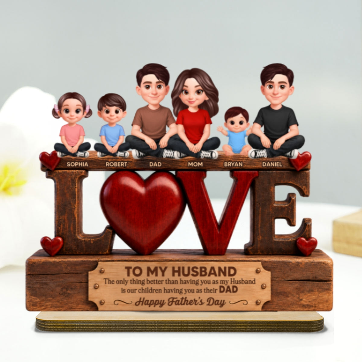Forever Family Love To My Husband The Only Thing - Personalized 2-Layered Wooden Plaque - Gift For Husband, Dad