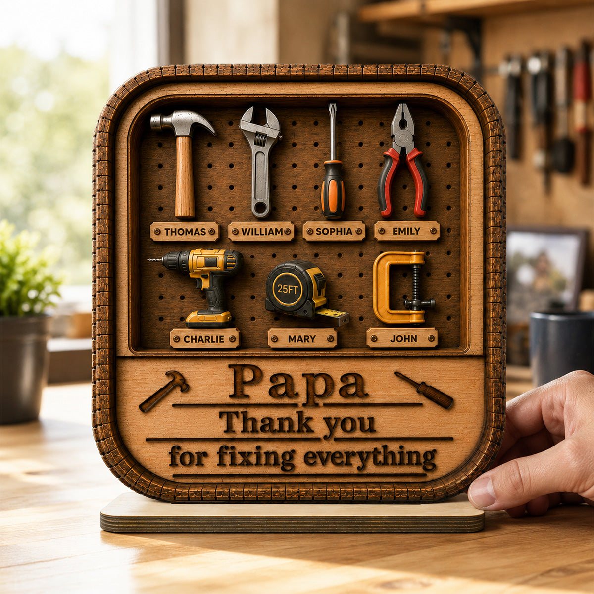 Dad Grandpa Tool Box - Personalized 2-Layered Wooden Plaque - Gift For Dad, Husband