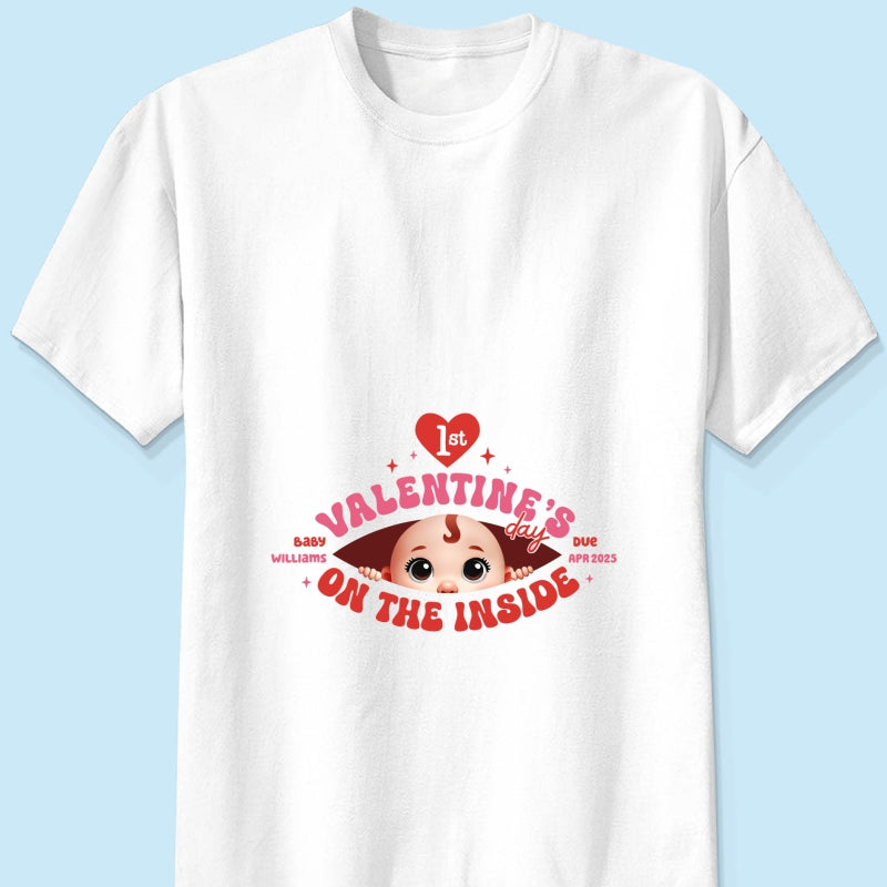 Baby's First On The Inside Personalized Shirt, Custom Pregnancy Reveal Shirt, Expecting Mom