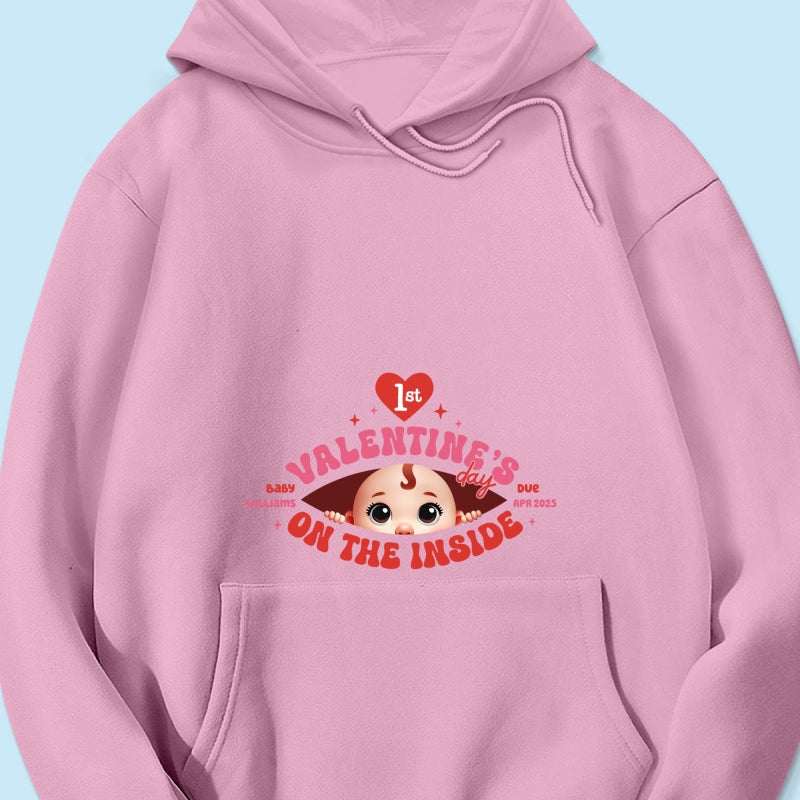 Baby's First On The Inside Personalized Shirt, Custom Pregnancy Reveal Shirt, Expecting Mom