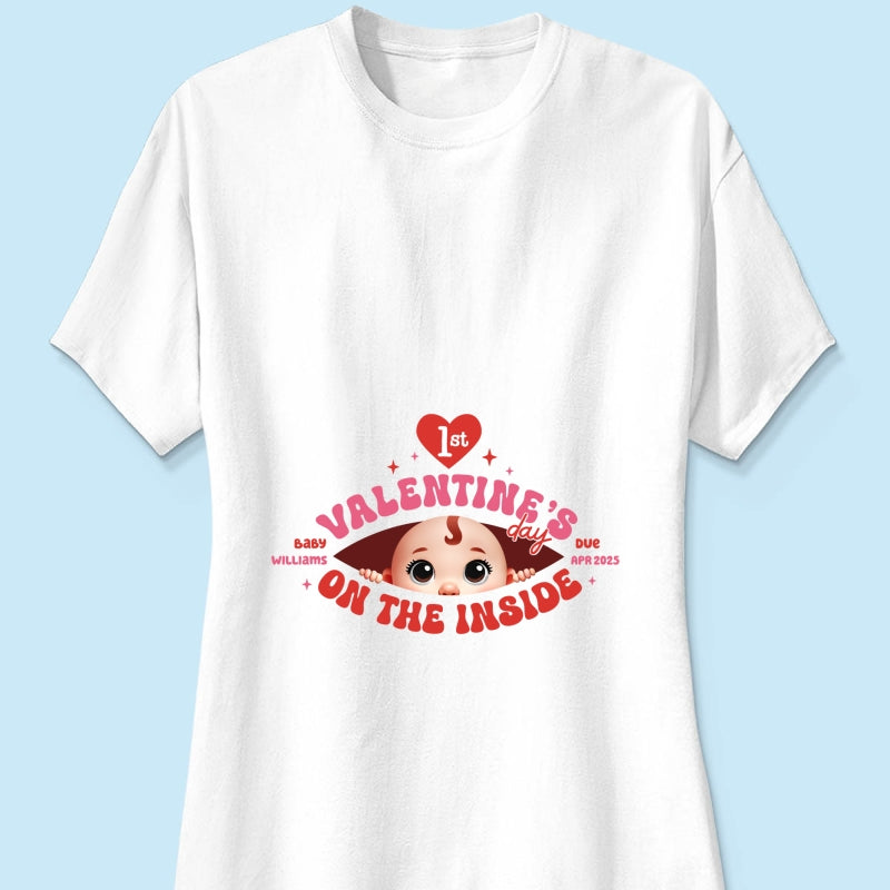 Baby's First On The Inside Personalized Shirt, Custom Pregnancy Reveal Shirt, Expecting Mom