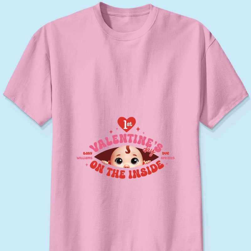 Baby's First On The Inside Personalized Shirt, Custom Pregnancy Reveal Shirt, Expecting Mom