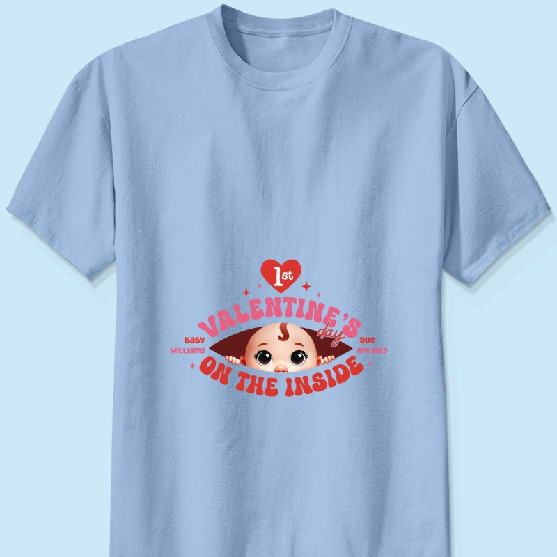 Baby's First On The Inside Personalized Shirt, Custom Pregnancy Reveal Shirt, Expecting Mom