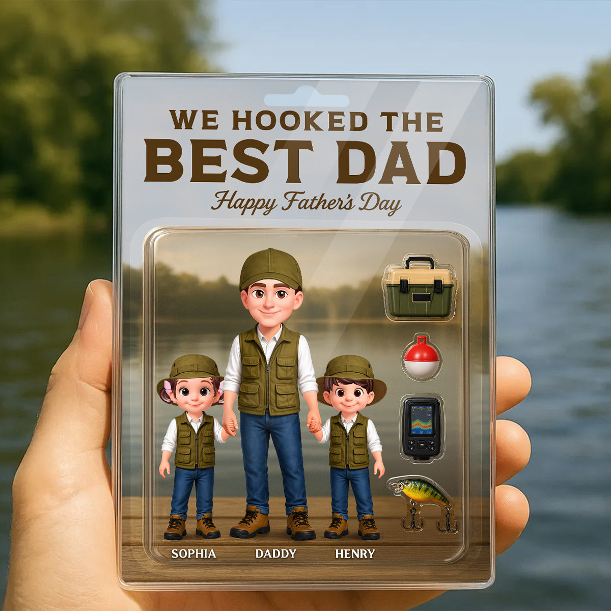 Fishing We Hooked The Best Dad - Personalized Acrylic Block Plaque - Gift For Dad