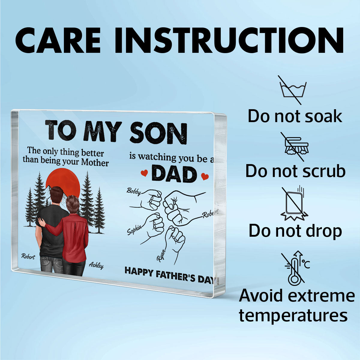 Retro Vintage Sunset To My Son Watching You Be A Dad - Personalized Acrylic Block Plaque - Gift For Son