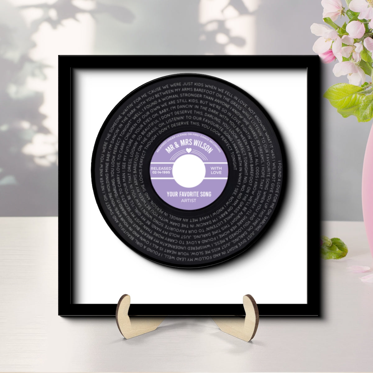 Custom Vinyl Record Label Print Personalized 2-Layer Wooden Plaque, Wedding, Valentine's Day, Anniversary, Mother's Day, Unique Gift for Him Gift for Her
