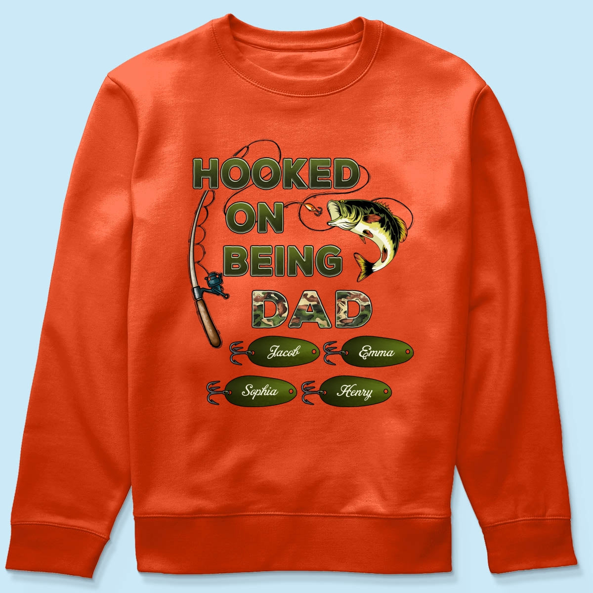 Hooked On Being Dad Grandpa Fishing Camouflage Personalized Shirt, Gift For Dad, Husband, Grandpa