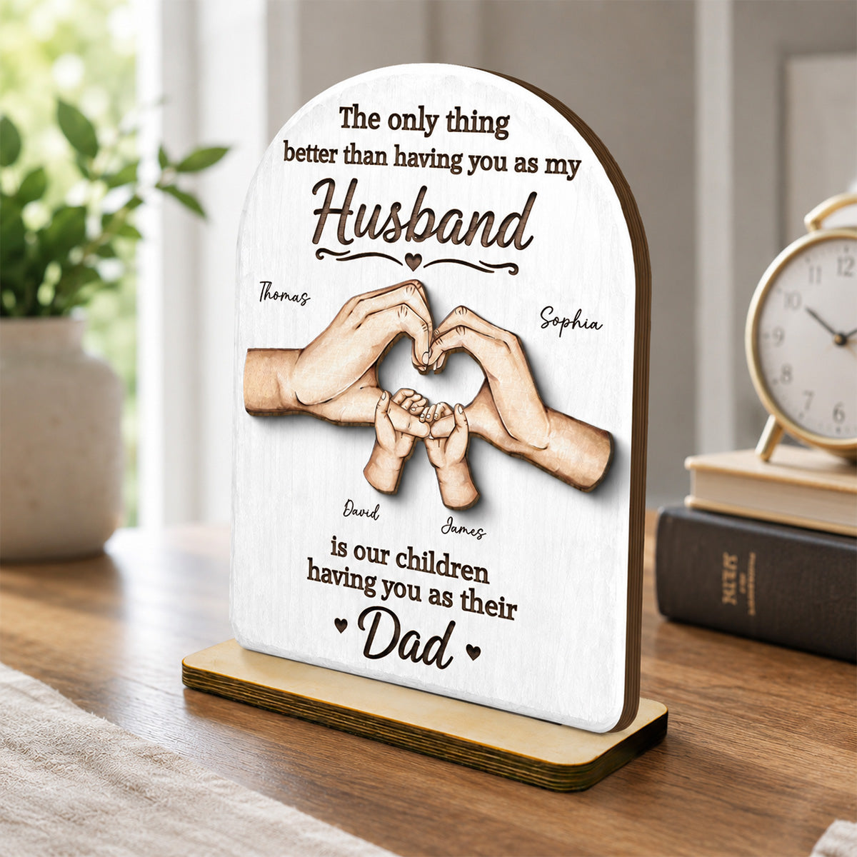 The Only Thing Having You As My Husband Family Hands - Personalized 2-Layered Wooden Plaque - Gift For Husband