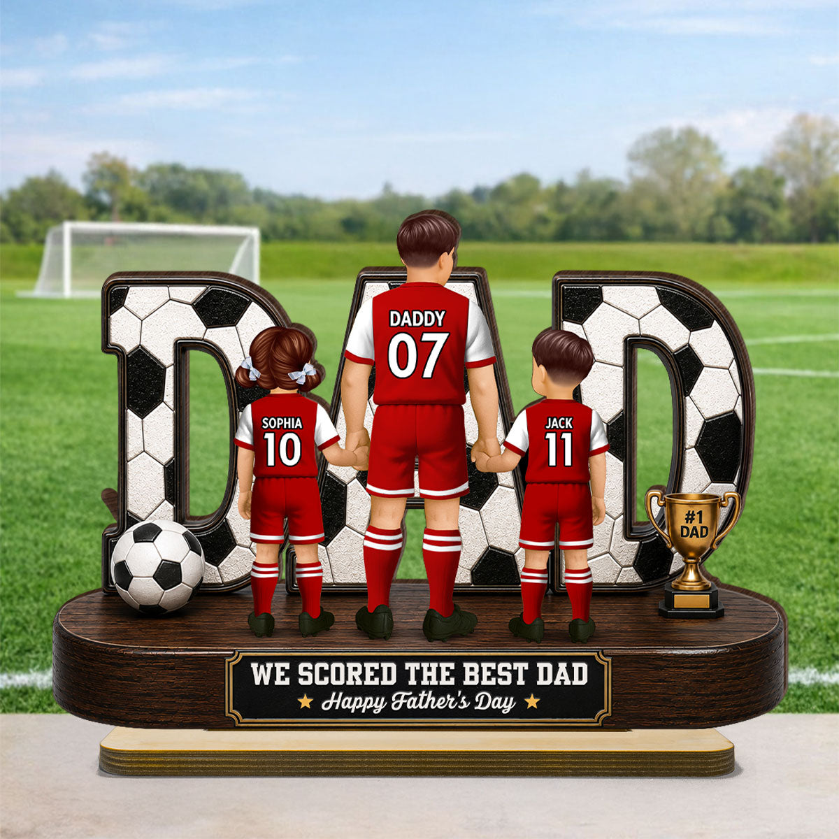 Soccer Dad Legend We Scored The Best Dad Back View - Personalized 2-Layered Wooden Plaque - Gift For Dad, Husband, Soccer Lovers