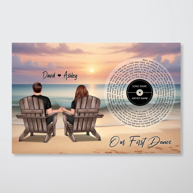 You And Me Beach Landscape Favorite Song Vinyl Lyrics Personalized Poster, Heartfelt 2025 Gift, Anniversary Gift, Birthday Gift For Him, For Her, Boyfriend, Girlfriend, Husband, Wife