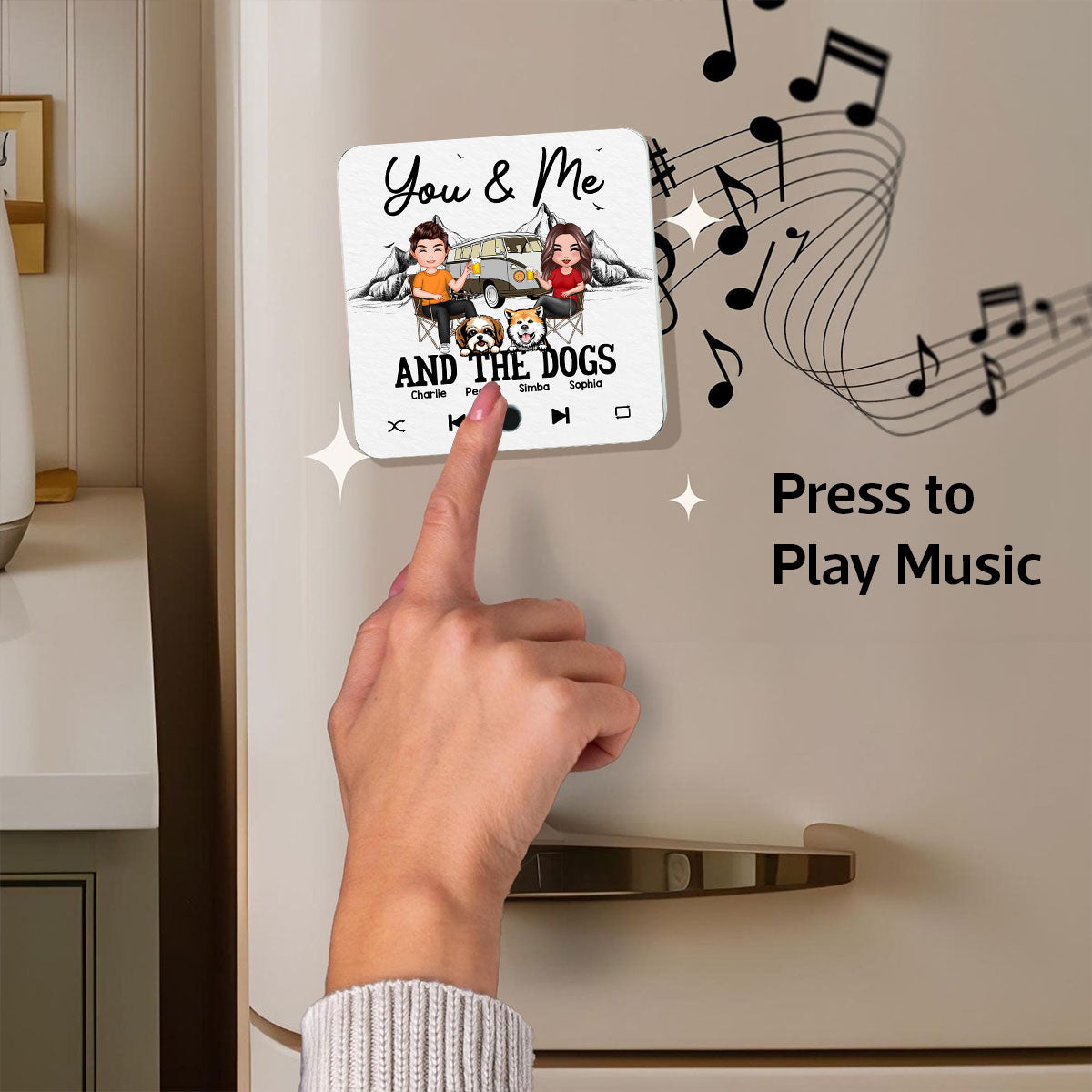 You Me & The Dogs Camping Couple Gift For Camping Lover Personalized Music Fridge Magnet