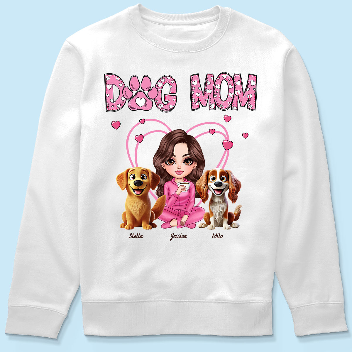 Pink Dog Mom Funny Cartoon Dog Personalized Shirt, Gift For Dog Lovers, Dog Moms