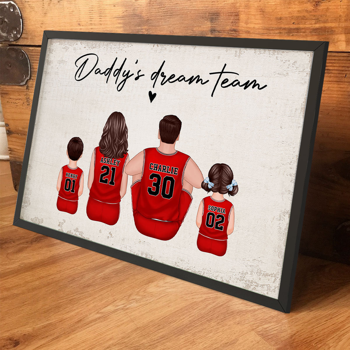 Basketball Team Personalized Family Poster Custom Gift for Dad Husband or Home Decor