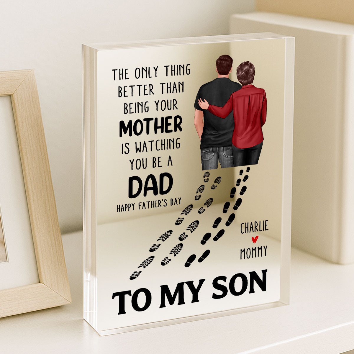 To My Son From Mom Dad Footprints Personalized Acrylic Block, gift