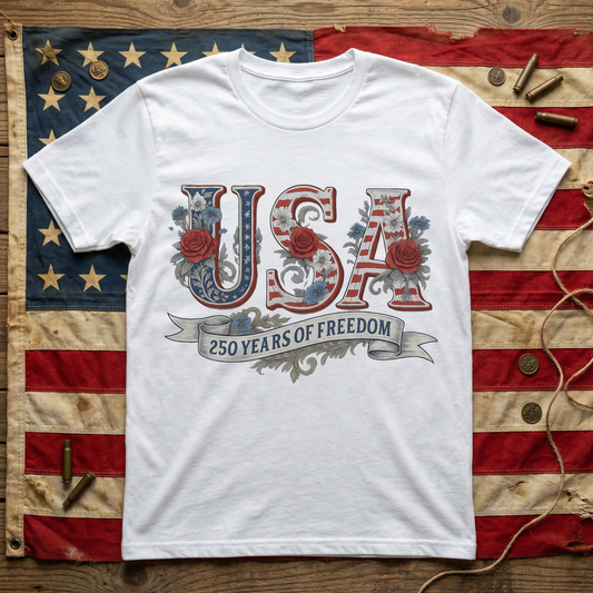 USA Floral 250 Years Of Freedom Vintage - Shirt