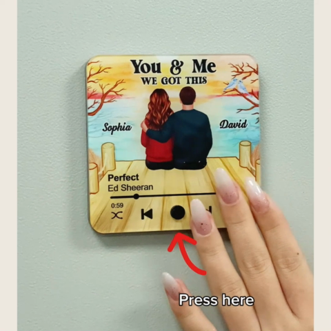 Couple Sitting Together Personalized Music Fridge Magnet, Heartfelt 2025 Gift For Couple, For Him, For Her, Boyfriend, Girlfriend, Husband, Wife