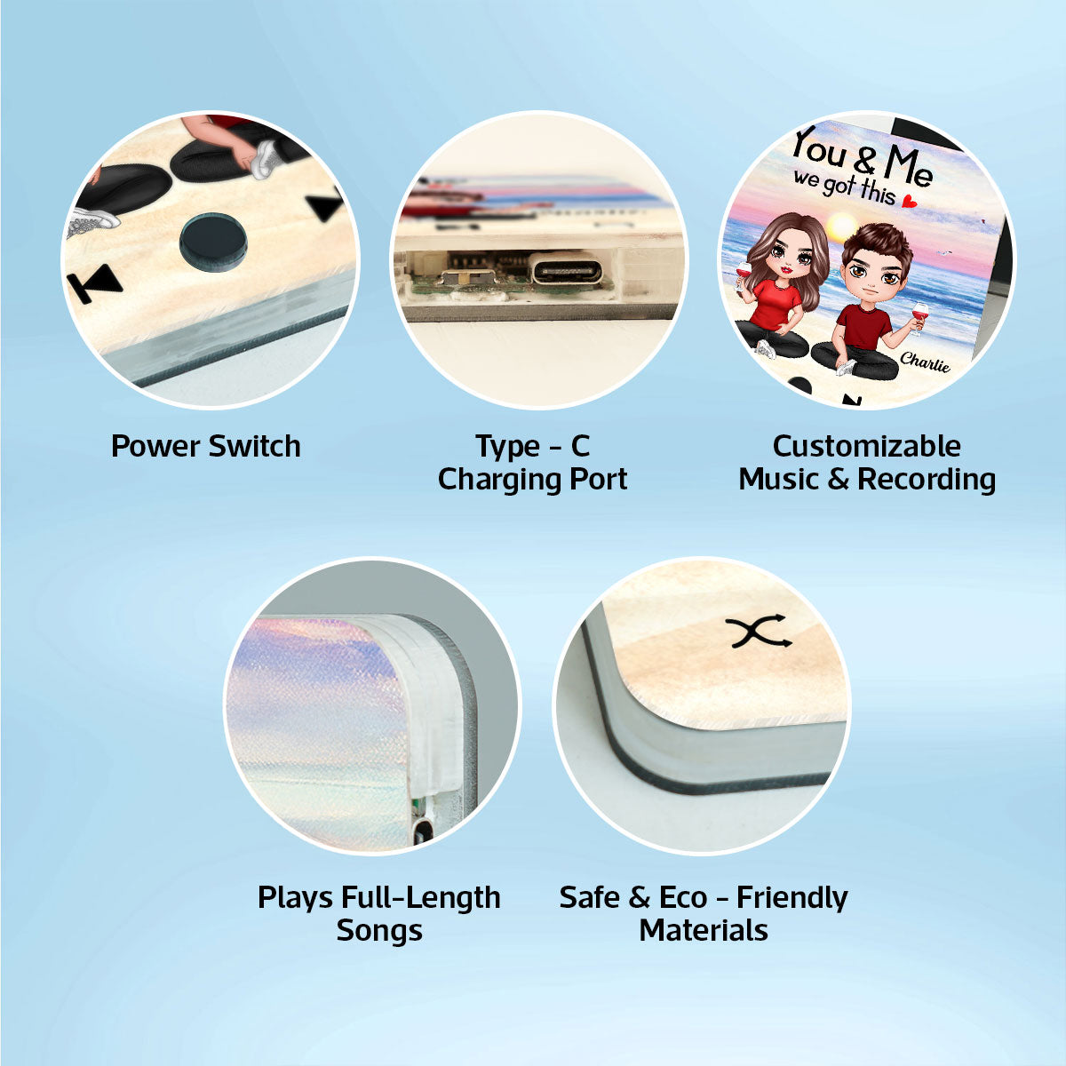 Doll Couple Sitting Together Since Favorite Song Personalized Music Fridge Magnet, Gift For Couple