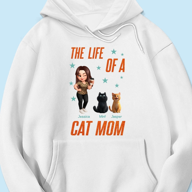 The Life Of A Cat Mom Pretty Woman & Cartoon Cats - Personalized Shirt