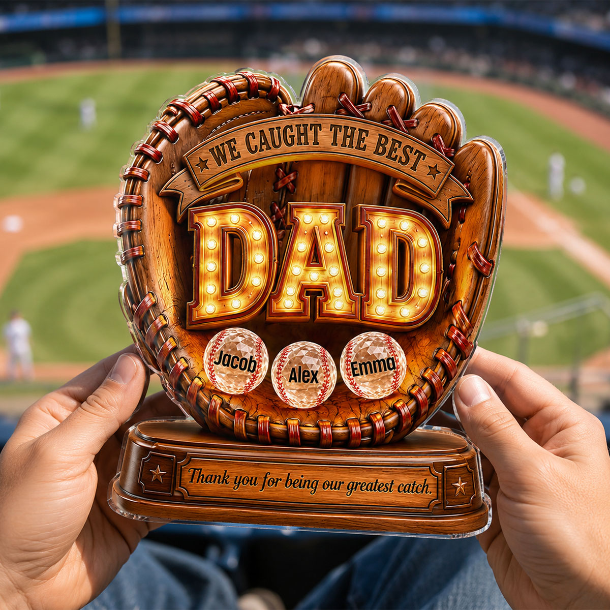 Great Baseball Dad - Personalized Acrylic Block Plaque - Gift for Dad, Husband