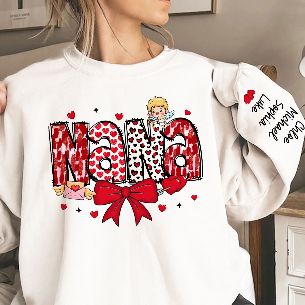 Grandma Personalized Sleeve Printed Sweatshirt, Gift For Grandma