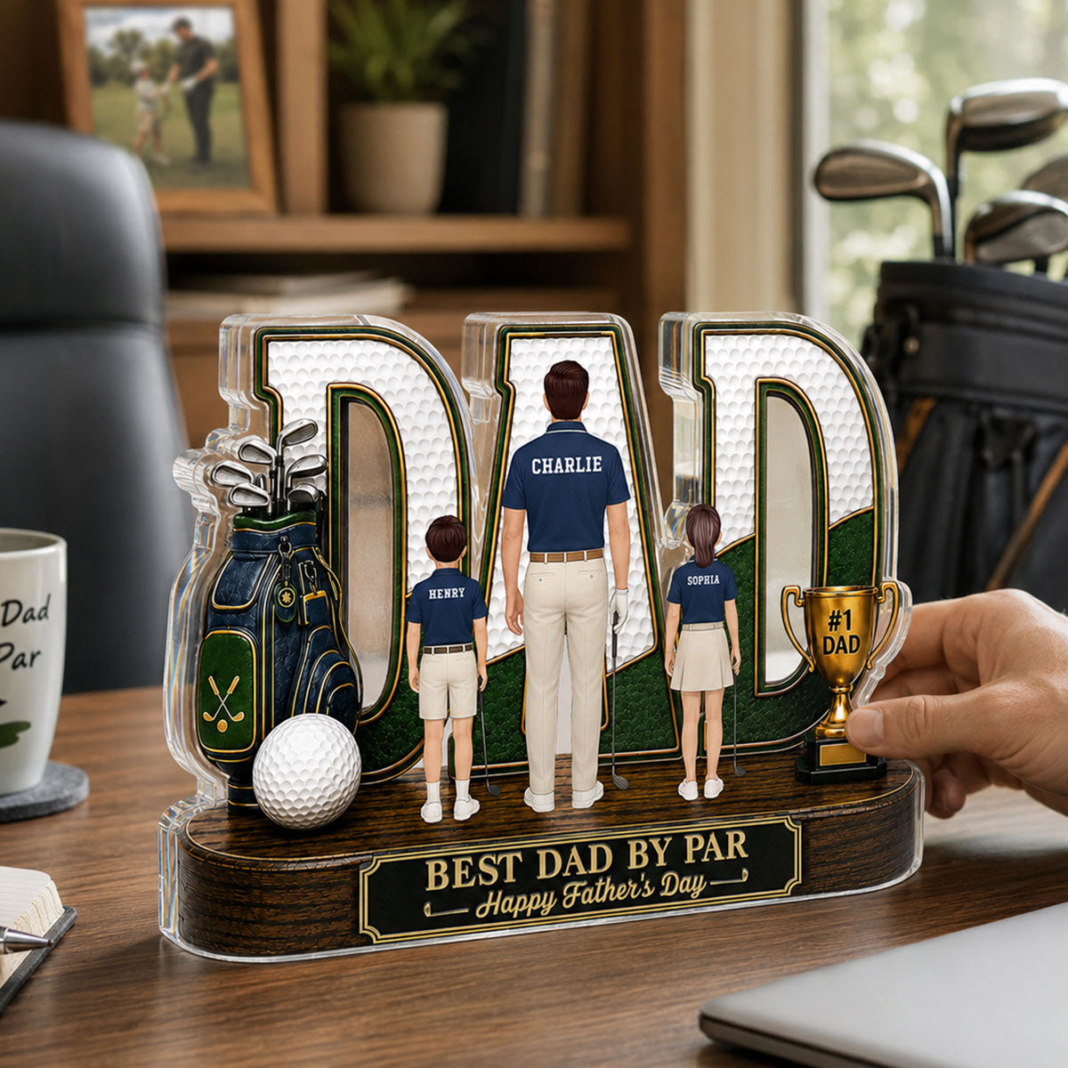 Golf Dad Legend Best Dad By Par - Personalized Acrylic Block Plaque - Unique Trending Gift For Dad
