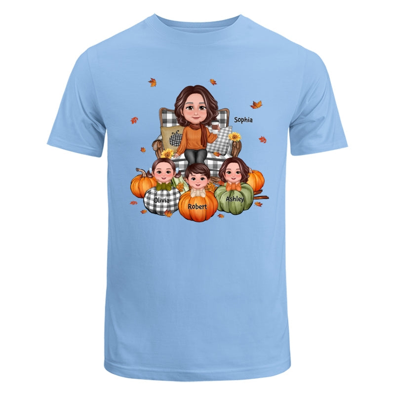 Fall Season Grandma And Kids Pumpkins Personalized Shirt