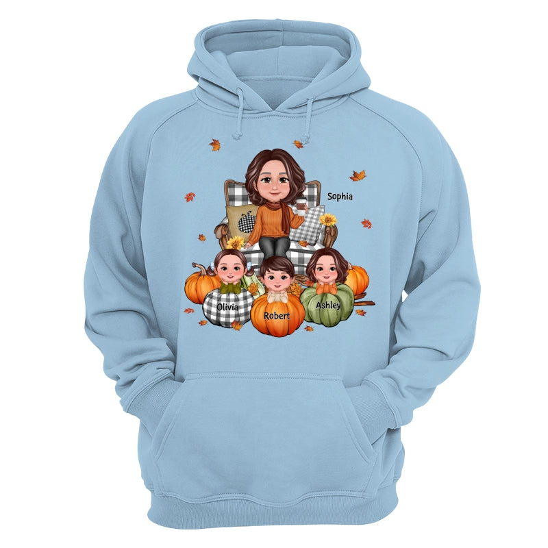 Fall Season Grandma And Kids Pumpkins Personalized Shirt