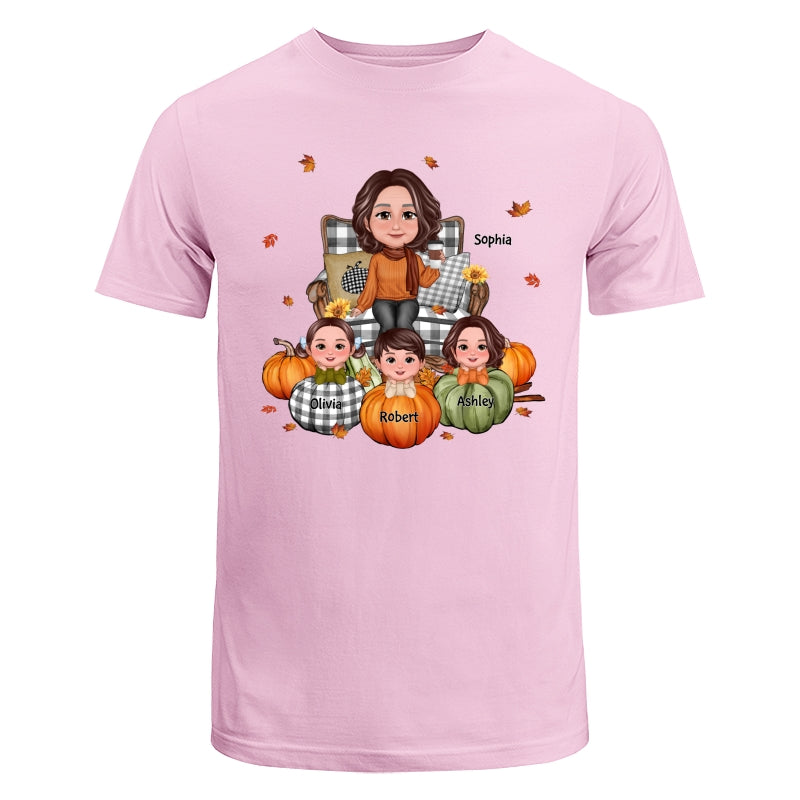 Fall Season Grandma And Kids Pumpkins Personalized Shirt