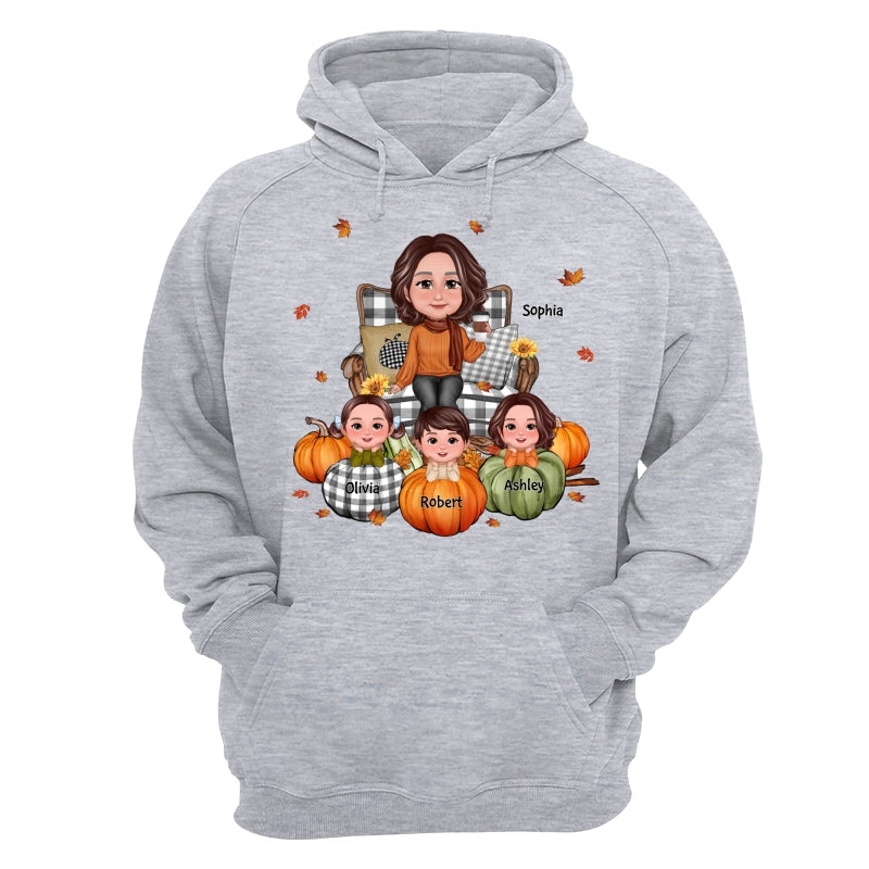 Fall Season Grandma And Kids Pumpkins Personalized Shirt