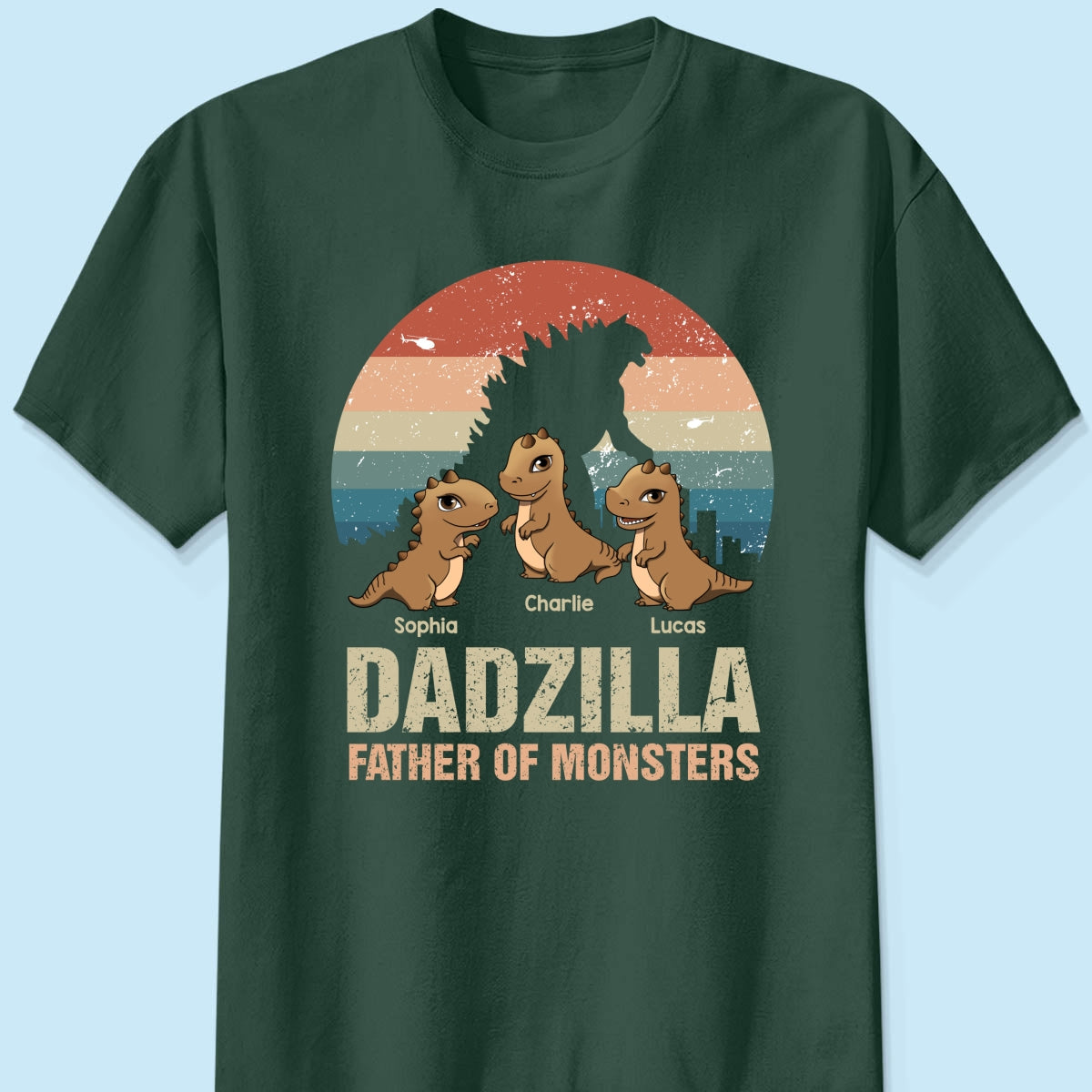 Dadzilla Retro Dinosaurs Personalized Shirt