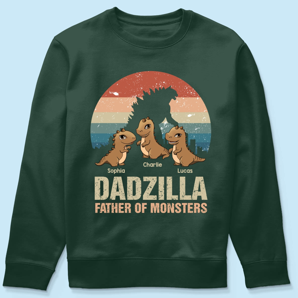 Dadzilla Retro Dinosaurs Personalized Shirt