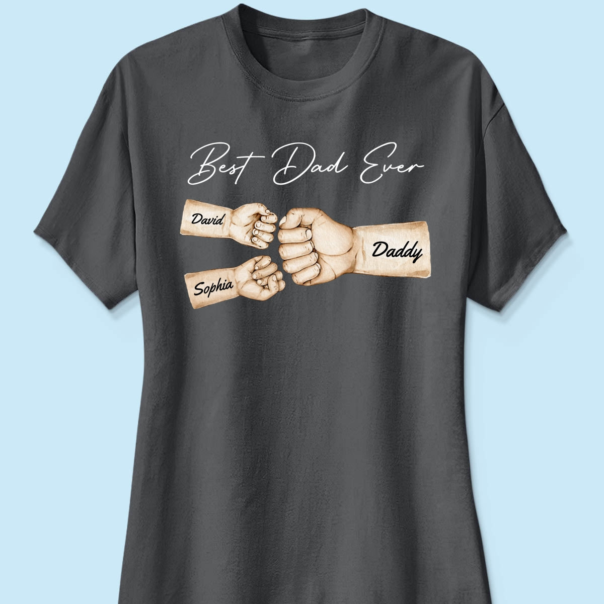 Best Dad Ever Fist Bump Dad & Kids Names Personalized Shirt