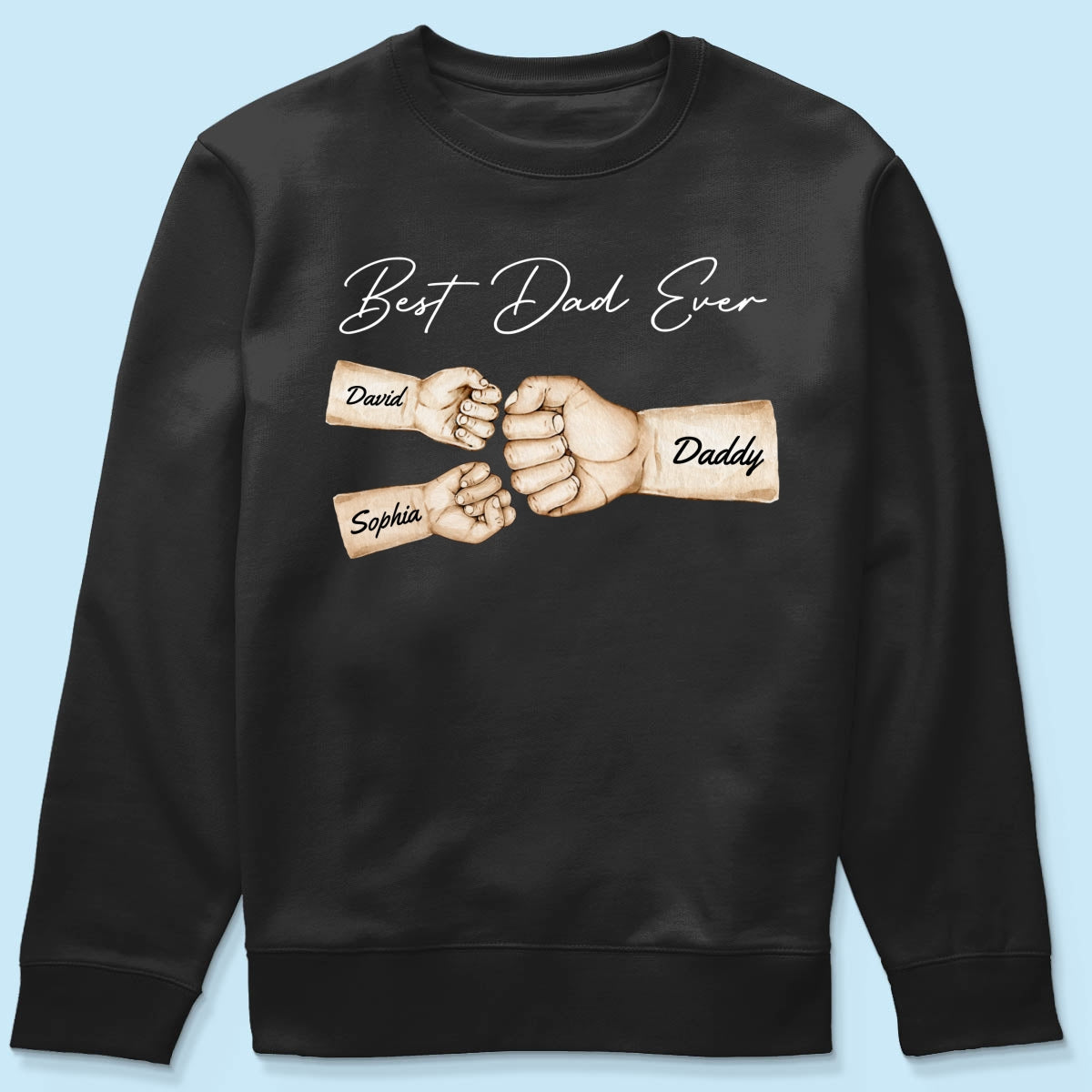 Best Dad Ever Fist Bump Dad & Kids Names Personalized Shirt