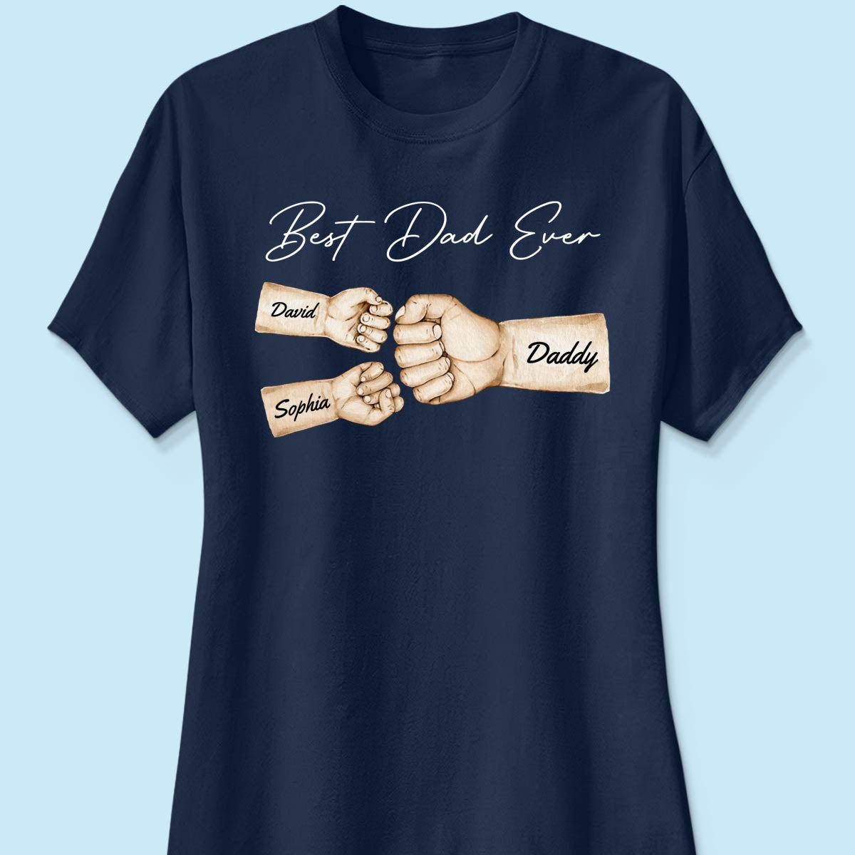 Best Dad Ever Fist Bump Dad & Kids Names Personalized Shirt