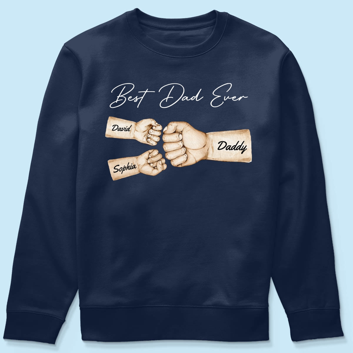 Best Dad Ever Fist Bump Dad & Kids Names Personalized Shirt
