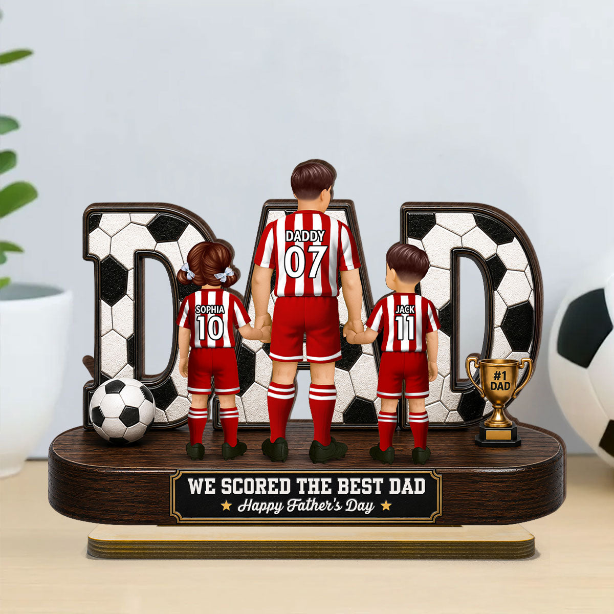 Soccer Dad Legend We Scored The Best Dad Back View - Personalized 2-Layered Wooden Plaque - Gift For Dad, Husband, Soccer Lovers