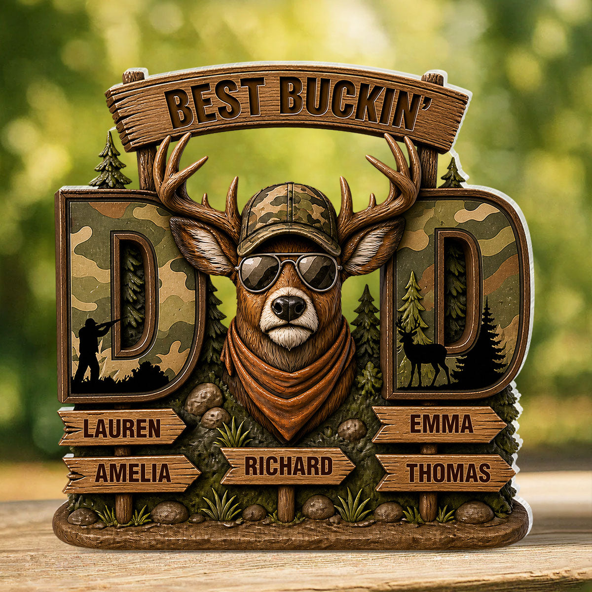 Best Buckin's Dad Hunting - Personalized Acrylic Block Plaque - Gift For Dad, Husband