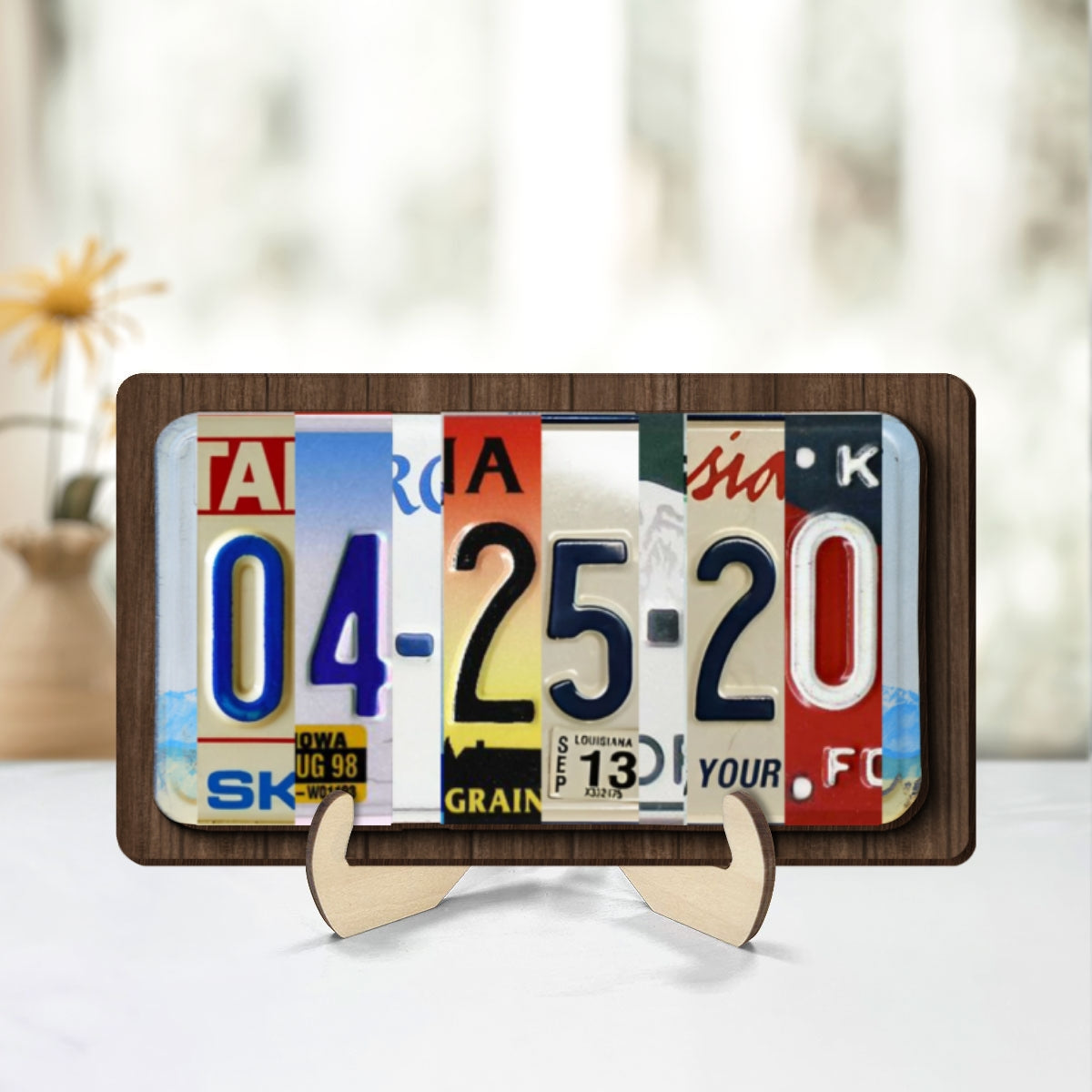 Couple License Plate Personalized Wooden Plaque, Anniversary Date, Wedding Date, Valentines Day Gift for Couples, for Him, for Her