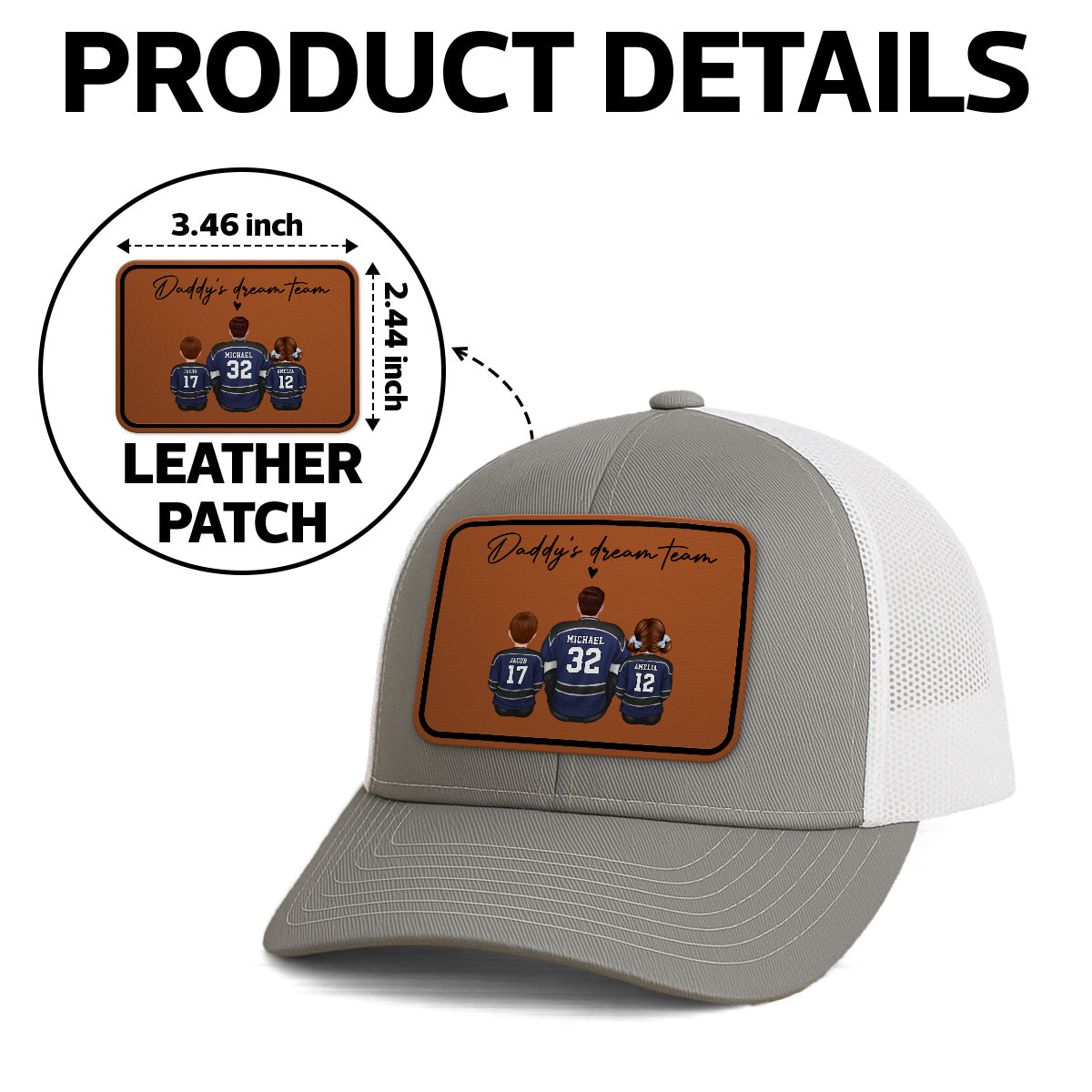 Hockey Daddy's Dream Team Personalized Trucker Hat, Father's Day Snapback, Gift for Hockey Dads