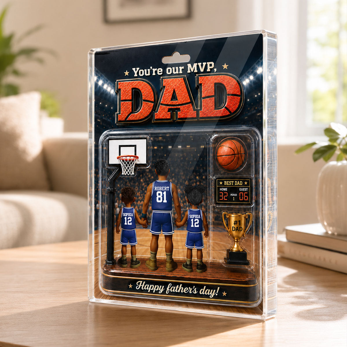 You Are Our MVP Basketball Dad, Custom Action Figure - Personalized Acrylic Block Plaque - Gift for Dad, Husband