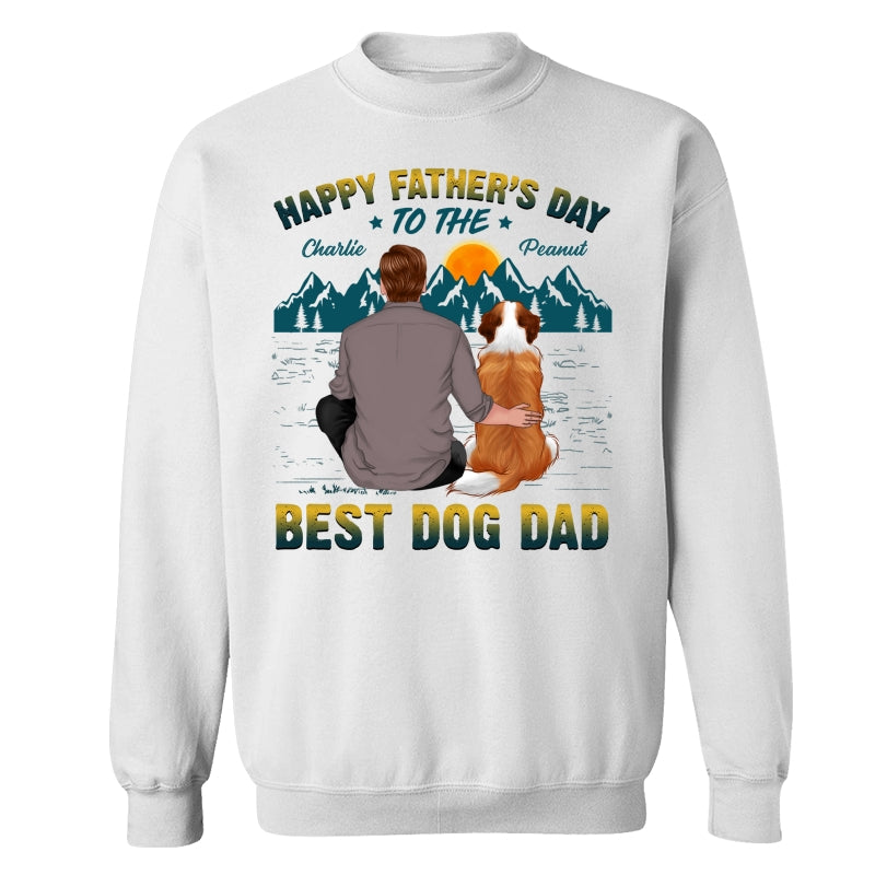 Happy Father‘s Day Best Dog Dad Green Yellow Retro Personalized Shirt