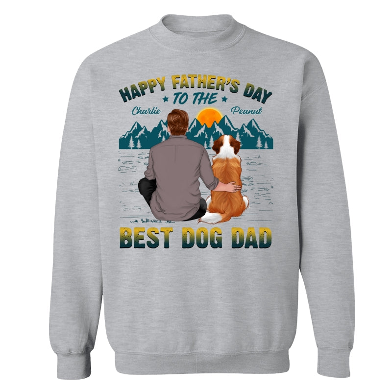Happy Father‘s Day Best Dog Dad Green Yellow Retro Personalized Shirt