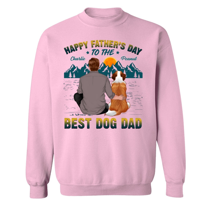 Happy Father‘s Day Best Dog Dad Green Yellow Retro Personalized Shirt