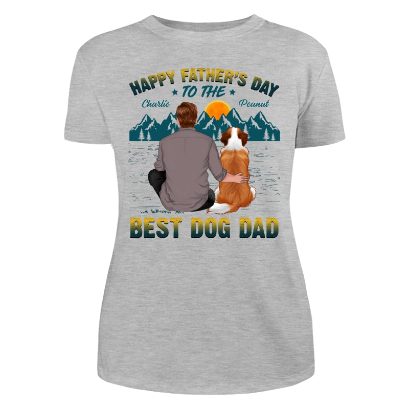 Happy Father‘s Day Best Dog Dad Green Yellow Retro Personalized Shirt