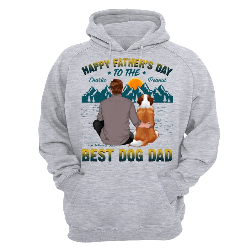 Happy Father‘s Day Best Dog Dad Green Yellow Retro Personalized Shirt
