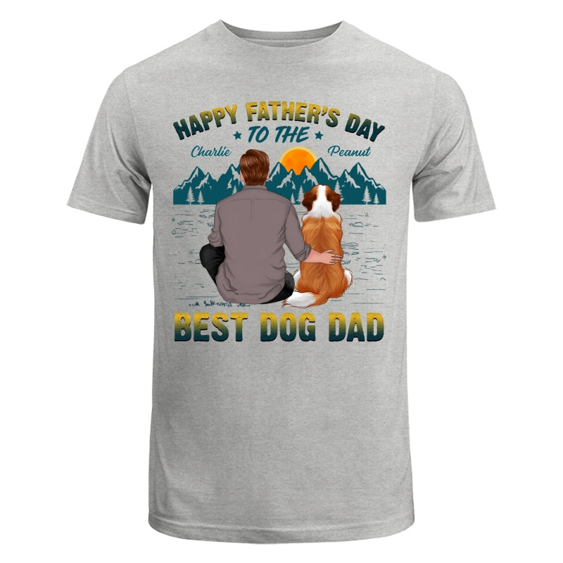 Happy Father‘s Day Best Dog Dad Green Yellow Retro Personalized Shirt