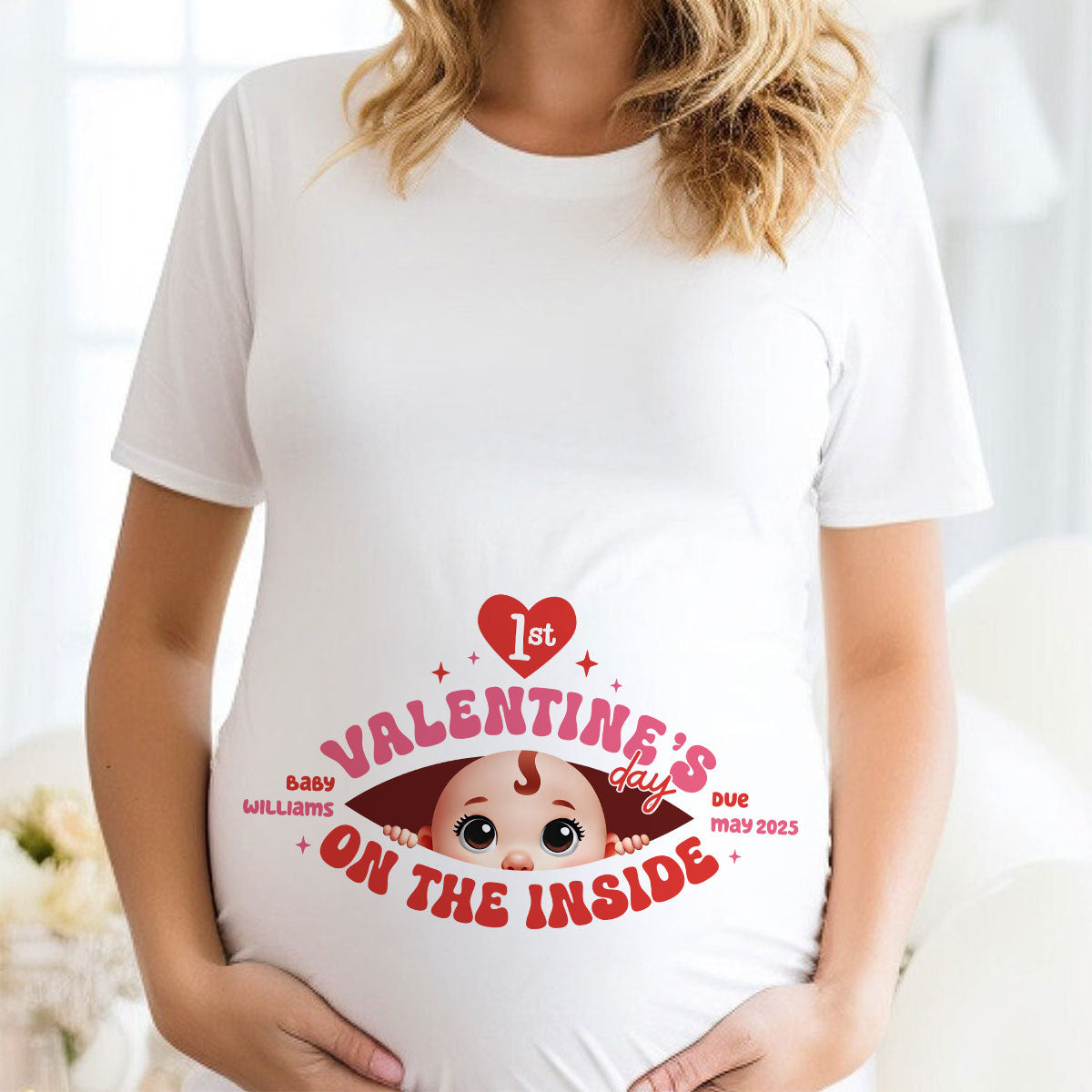 Baby's First On The Inside Personalized Shirt, Custom Pregnancy Reveal Shirt, Expecting Mom