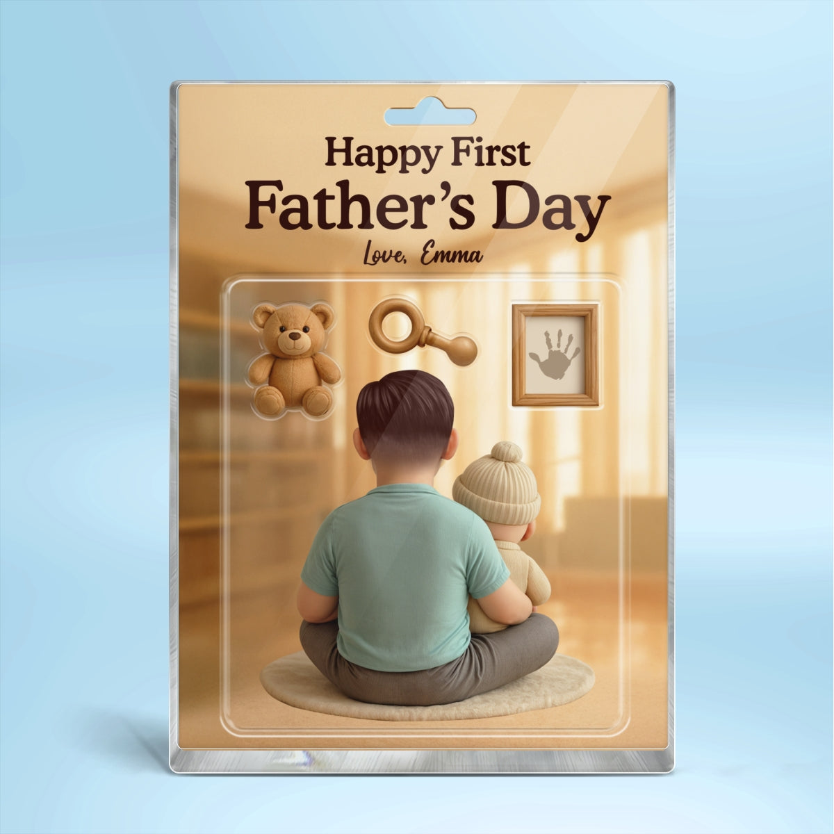 Happy First Custom Figure 3D Effect Personalized Rectangle Acrylic Block Plaque