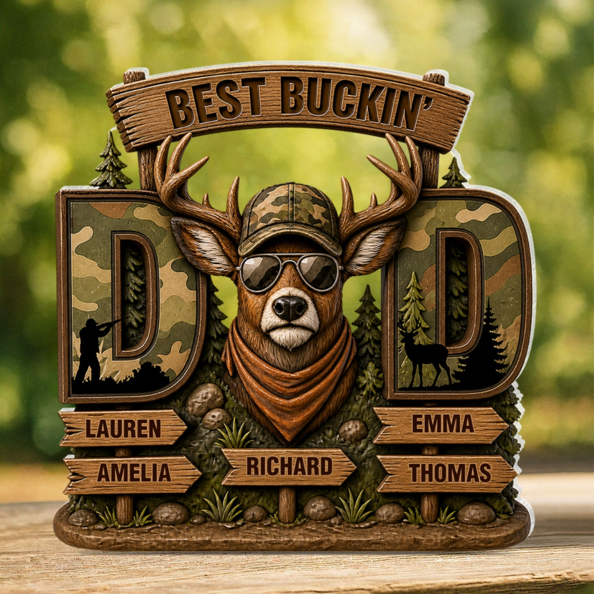 Best Buckin's Dad Hunting - Personalized Acrylic Block Plaque - Gift For Dad, Husband