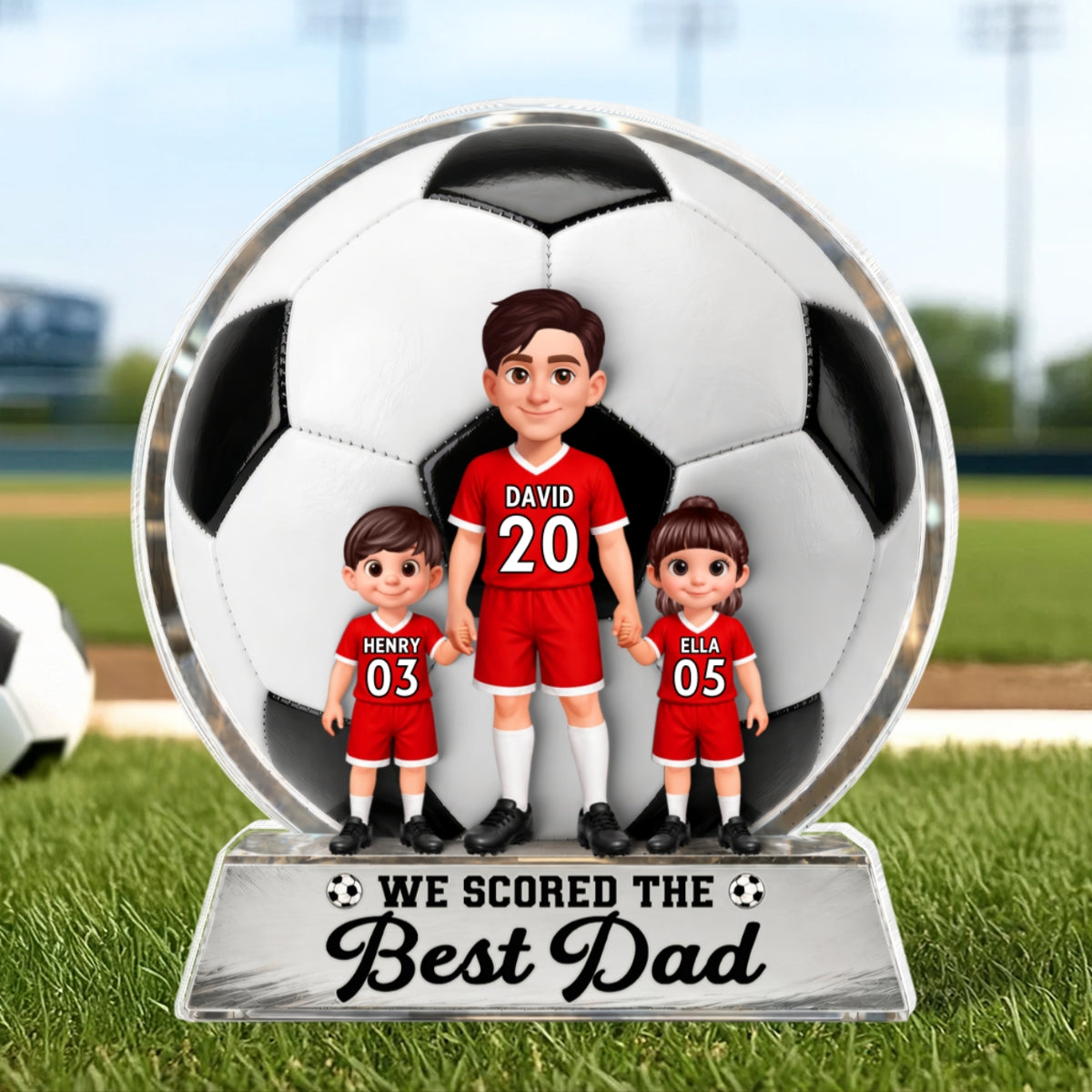 No 1 Soccer Dad We Scored The Best Dad - Personalized Acrylic Block Plaque - Gift For Dad, Husband, Soccer Lovers